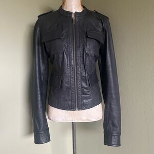 Caslon Black Leather Women's Moto Jacket